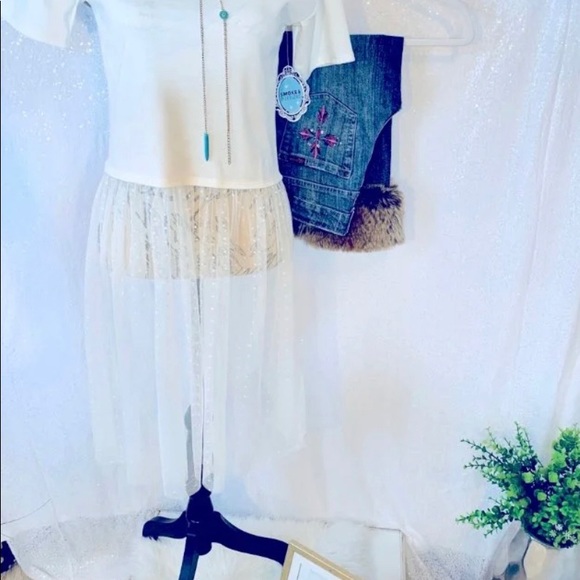 NWT Off White Smoke & Mirror lace Tee Dress - Picture 2 of 4